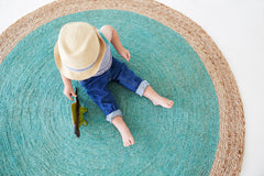Pinwheel Rug Natural Border/Neptune