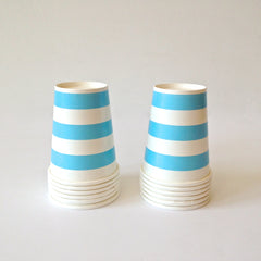 blue & white paper cups