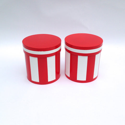 painted red and white stool