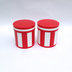 painted red and white stool