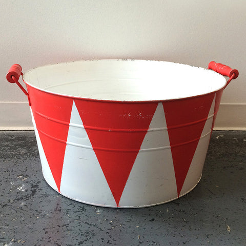 red and white ice bucket