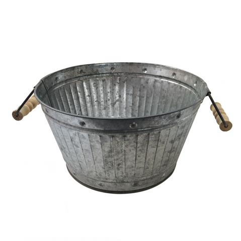 metal bucket with wood handles