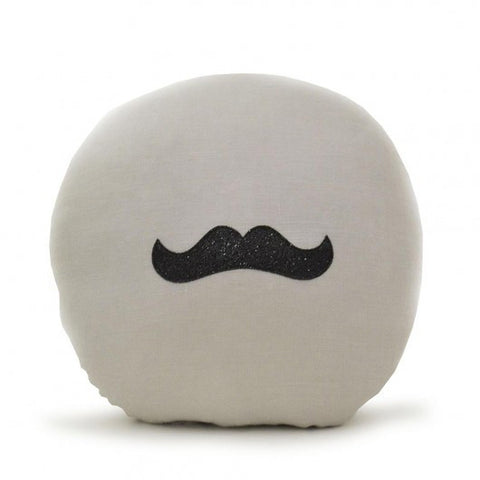 mustache cushion light grey linen