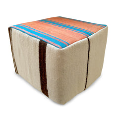 pouf beige, red and blue rental