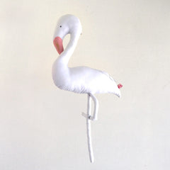 white flamingo wall decor