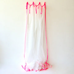 silver curtain tule with pink fluo