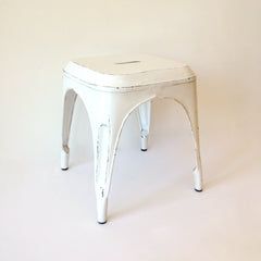 vintage steel stool - white